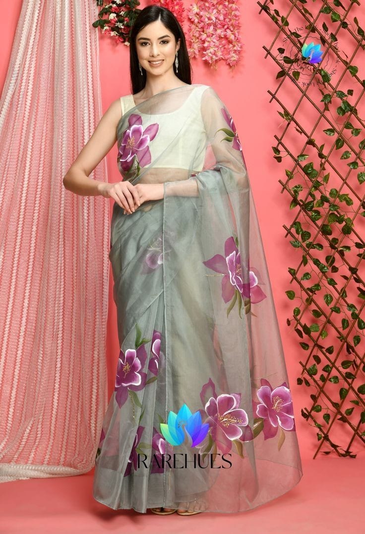 VK 4103 Organza Silk Printed Sarees Catalog